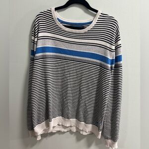 Aeropostale‎ Striped Crewneck Sweater Blue White Gray XL